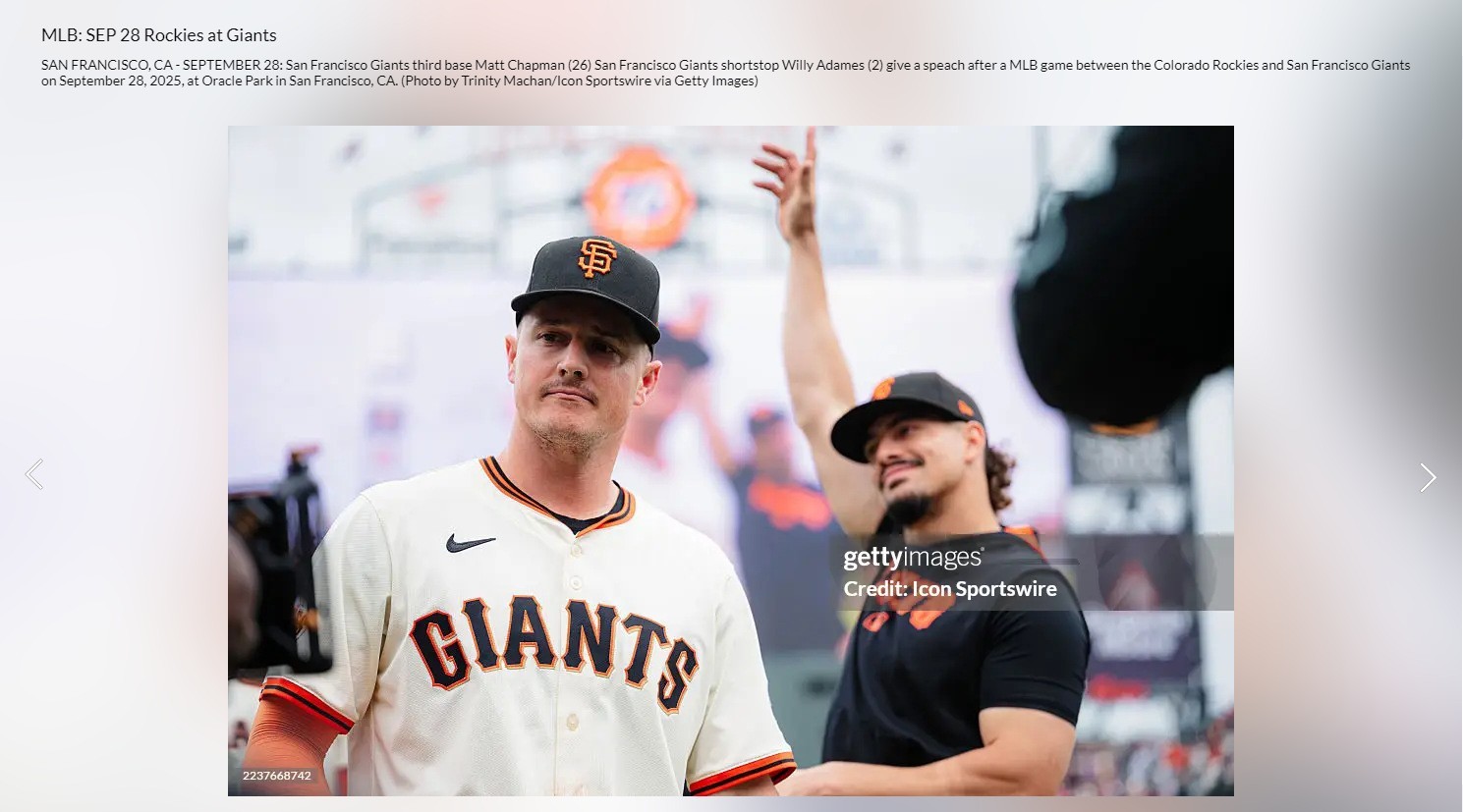 Matt Chapman game used 2025 San Francisco Giants black baseball cap 9/28 MLB