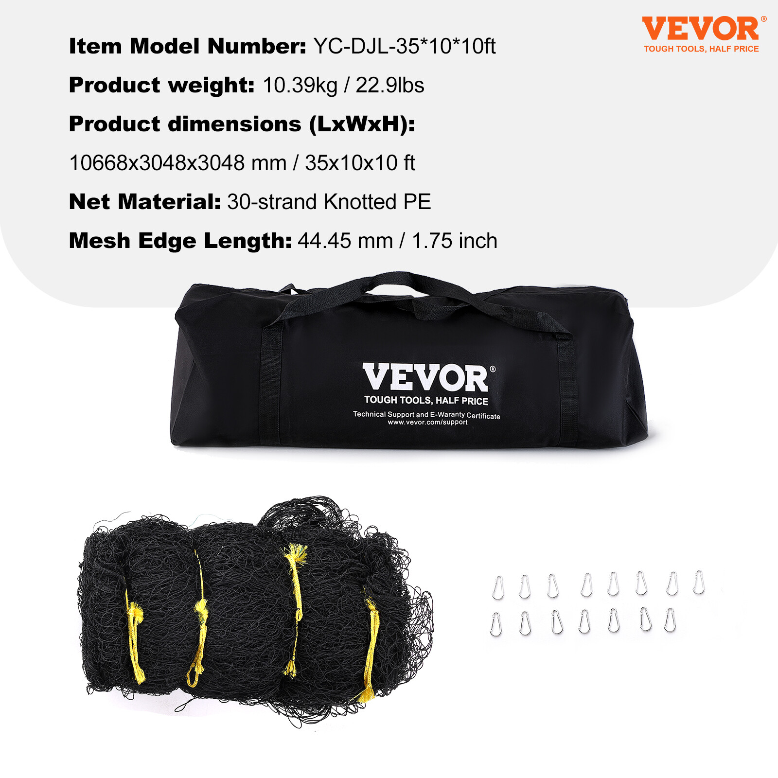 VEVOR 35FT Softball Baseball Cage Netting Heavy Duty PE Pitching Batting Net