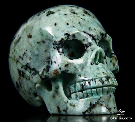 2.0" African Turquoise Carved Crystal Skull, Realistic