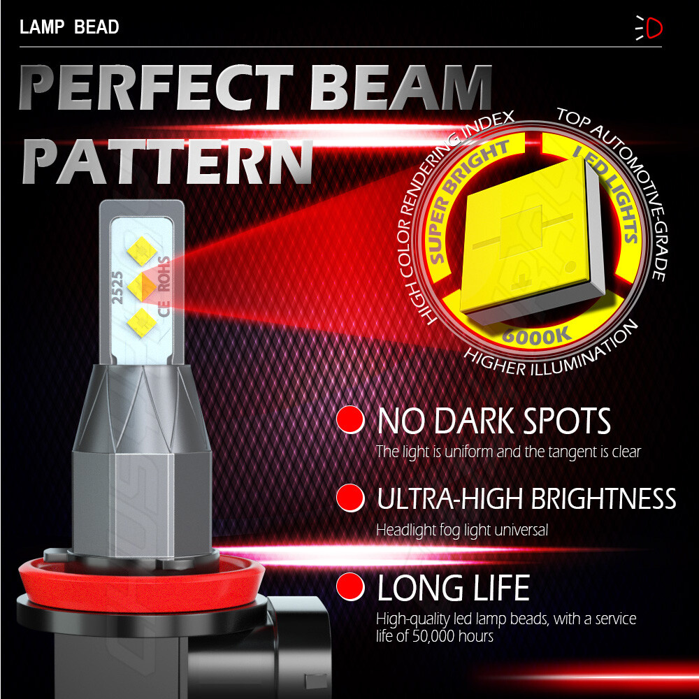 H9/H11 LED Headlight Bulbs High/Low Beam For Kawasaki ZX10r Ninja 2007 2008 2009