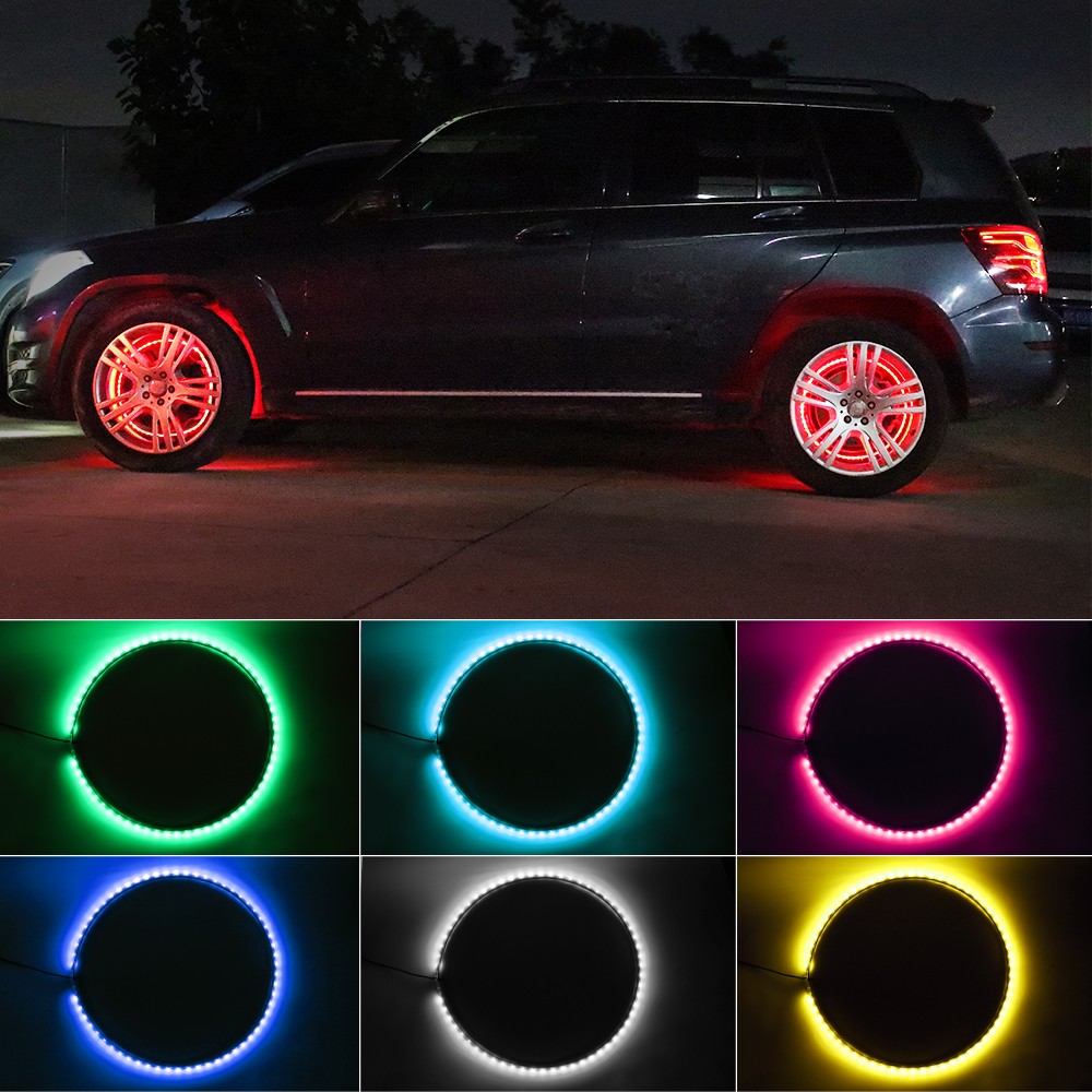 4pcs 15.5'' RGB Wheel Ring Lights LED For Truck Car Rim Lights Bluetooth APP USA