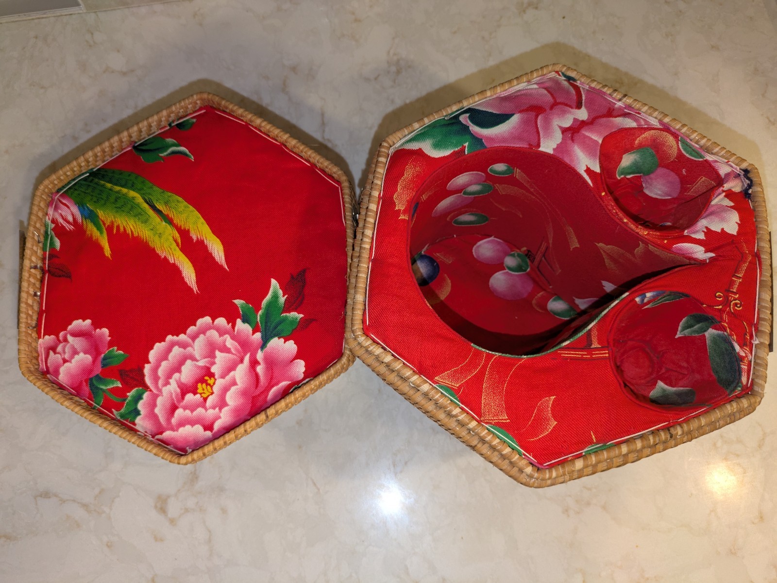 Vintage Chinese Wicker Basket for Tea