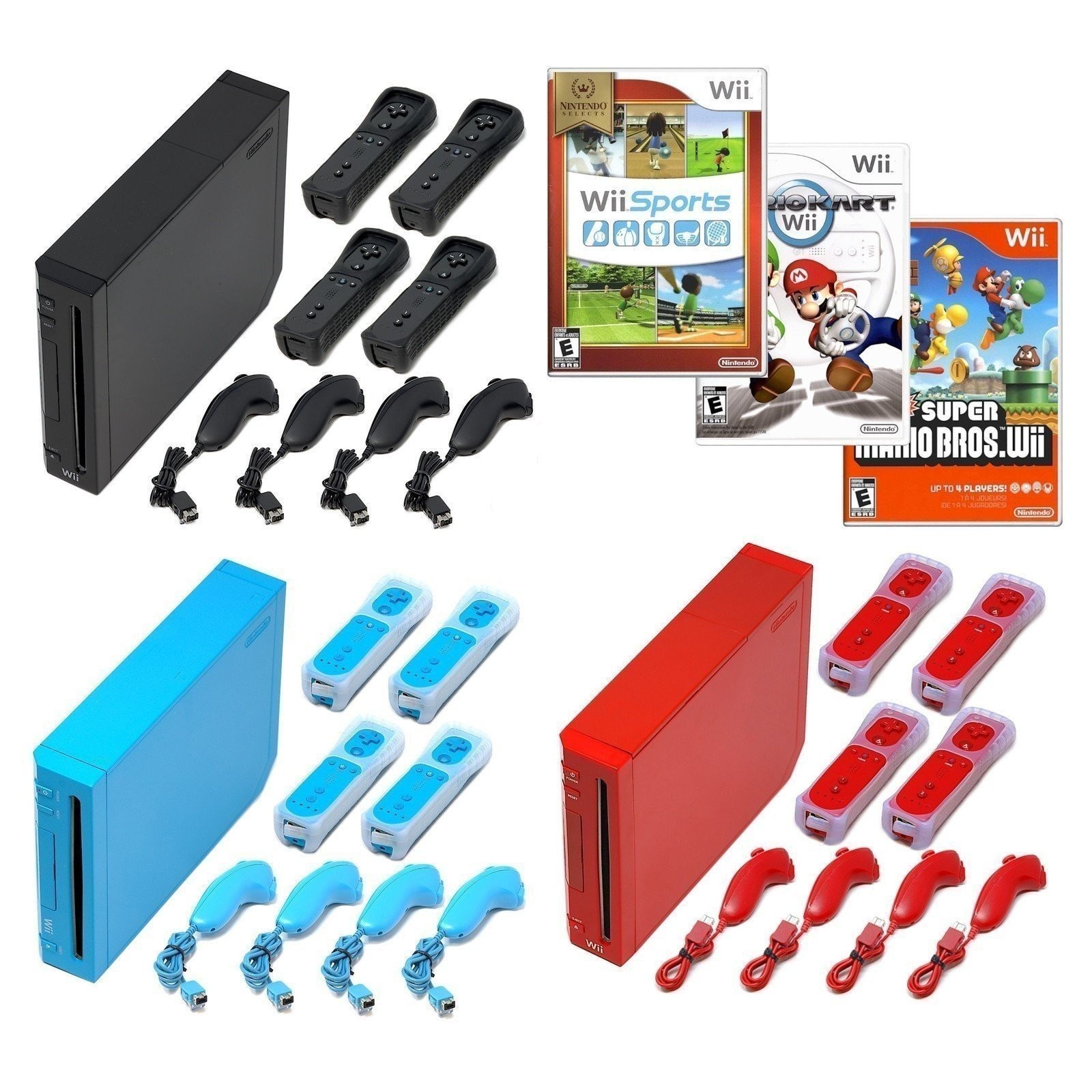 Nintendo Wii Game Console + Pick 1-4 Remotes, Wii Sports, Mario Kart & More