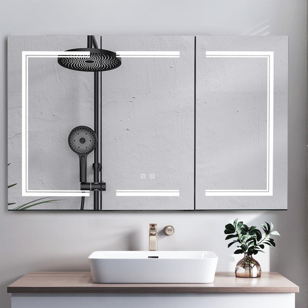 48 X 28Inch Led Lights Mirror Cabinet for Bathroom Wall Mounted Medicine Cabinet