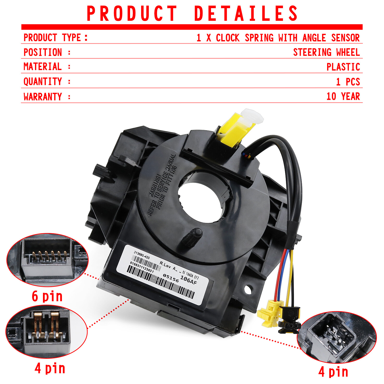 Clock Spring With Angle Sensor Steering Wheel For Jeep Wrangler JK 2007-2018