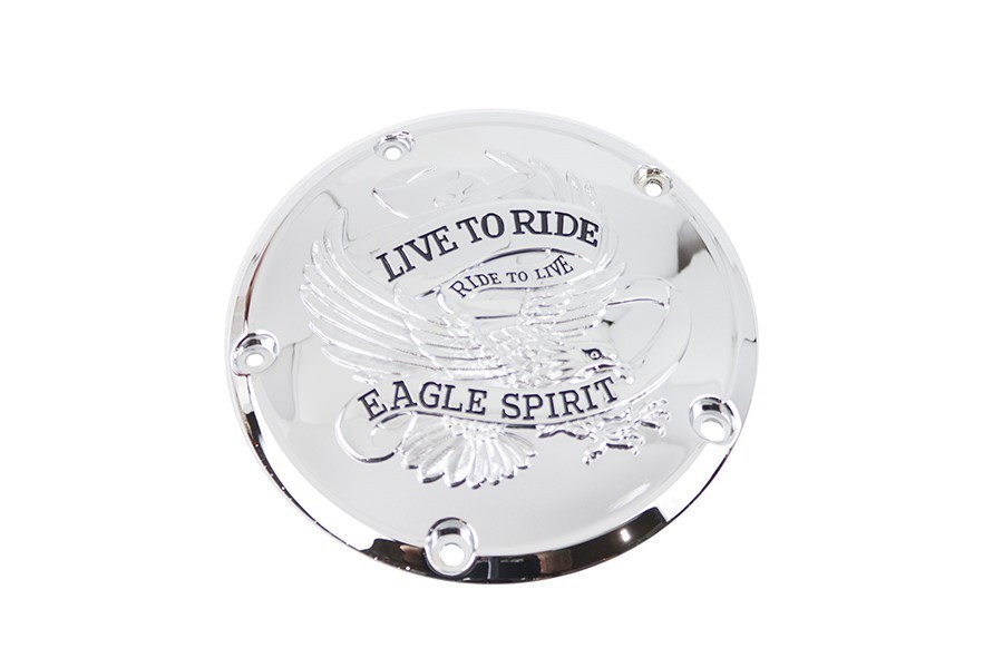 V-Twin 42-0950 Chrome Live to Ride Eagle Spirit Derby Cover for Twin Cam