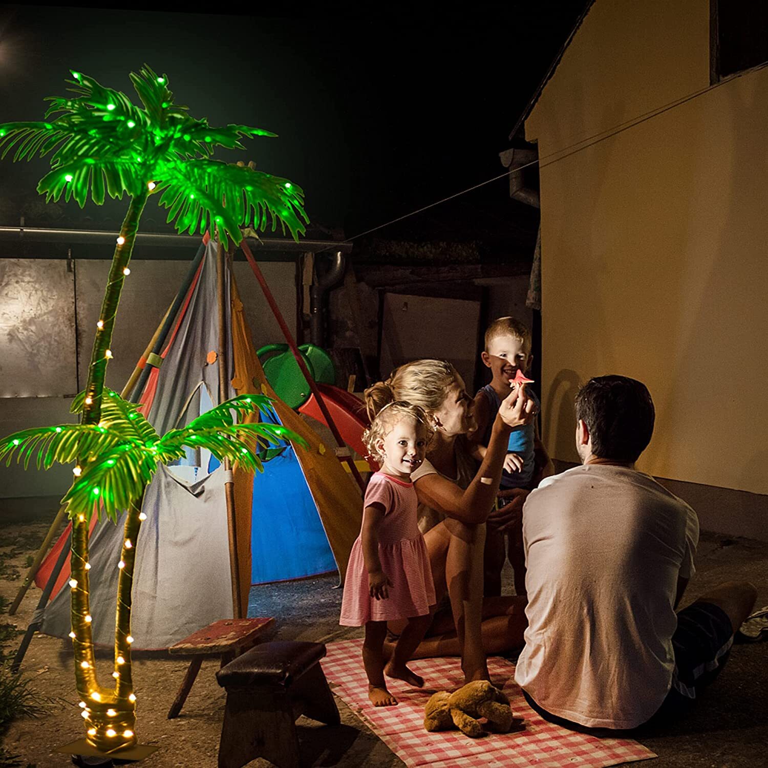 6FT Artificial Lighted Palm Tree Light Up Tree for Outside Patio Bar Indoor