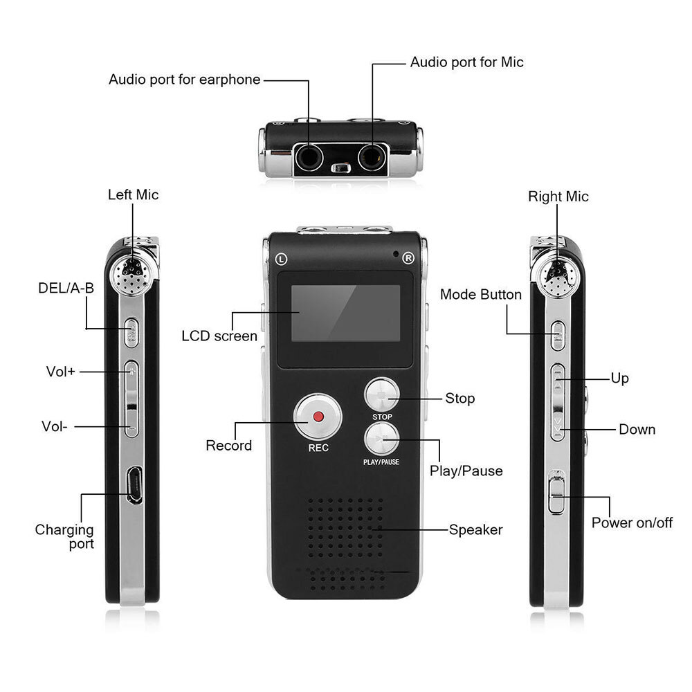 Digital Voice Recorder Dictaphone Audio Sound Recorder Mini Small Spy Lecture*
