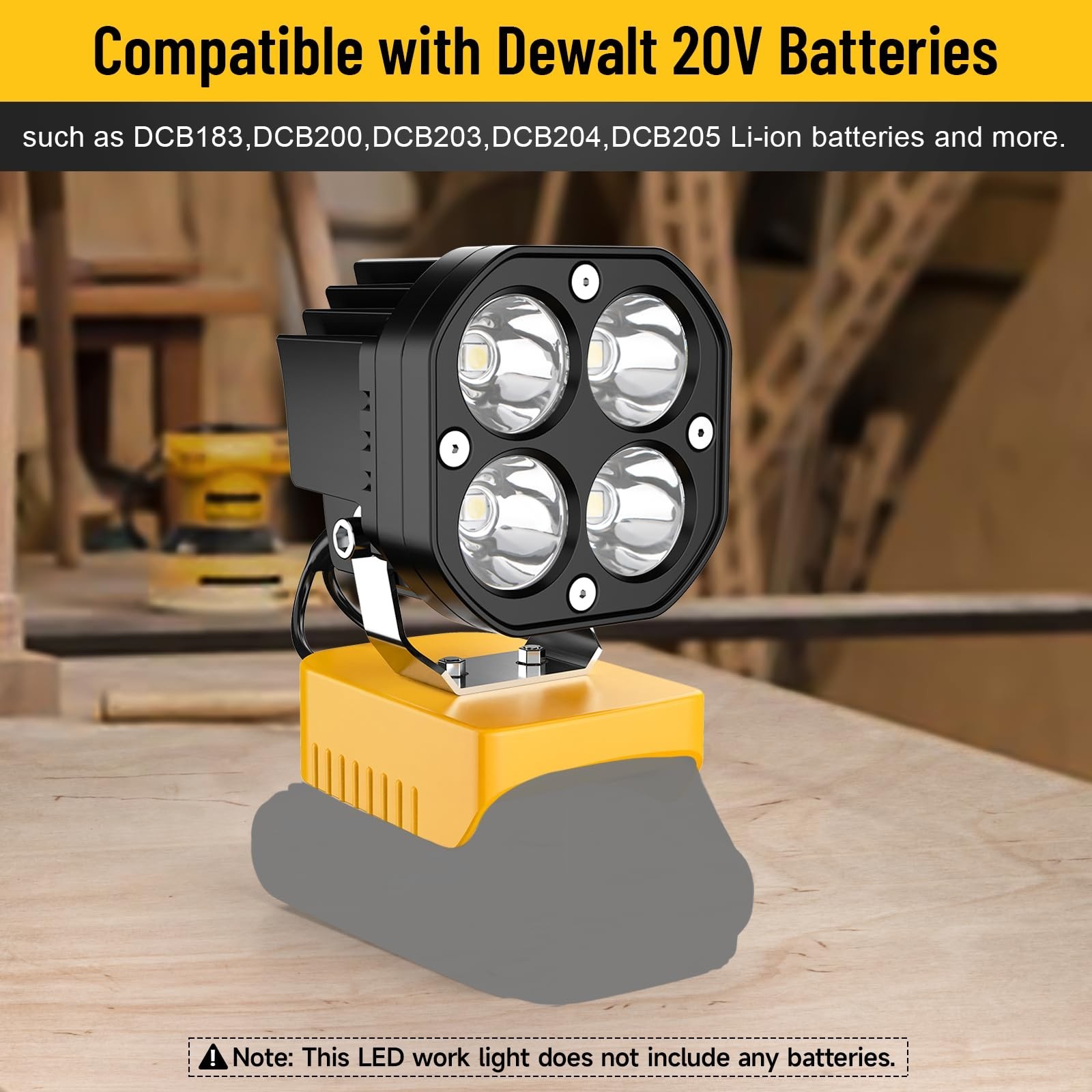 40W 6000LM Flashlight 2-Pack ，LED Work Light Compatible with Dewalt 20V Battery