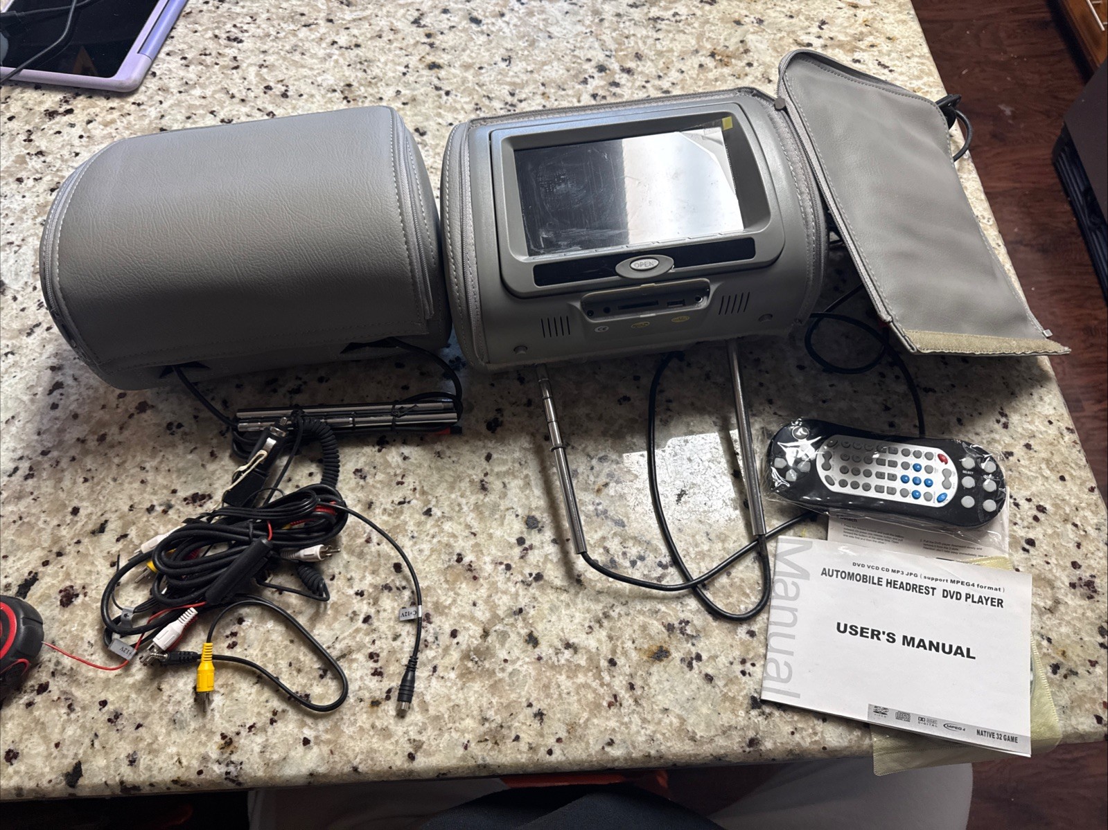 2 XTRON 7” Headrest HD TV Monitors With DVD Players USB/SD For UNIVERSAL Works