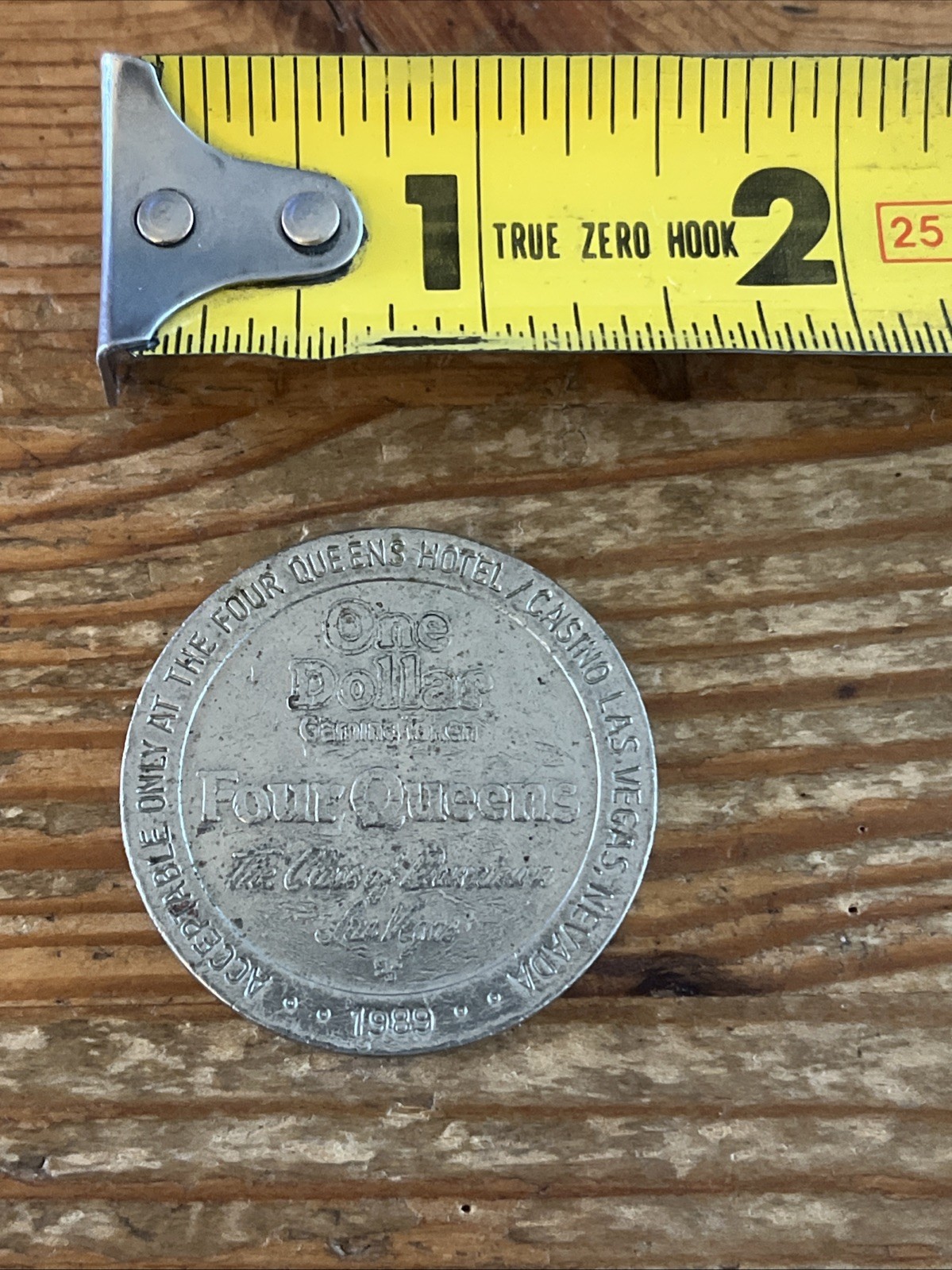 Four Queens Casino Chip Vintage 1989 Silver Coin Token Downtown Las Vegas