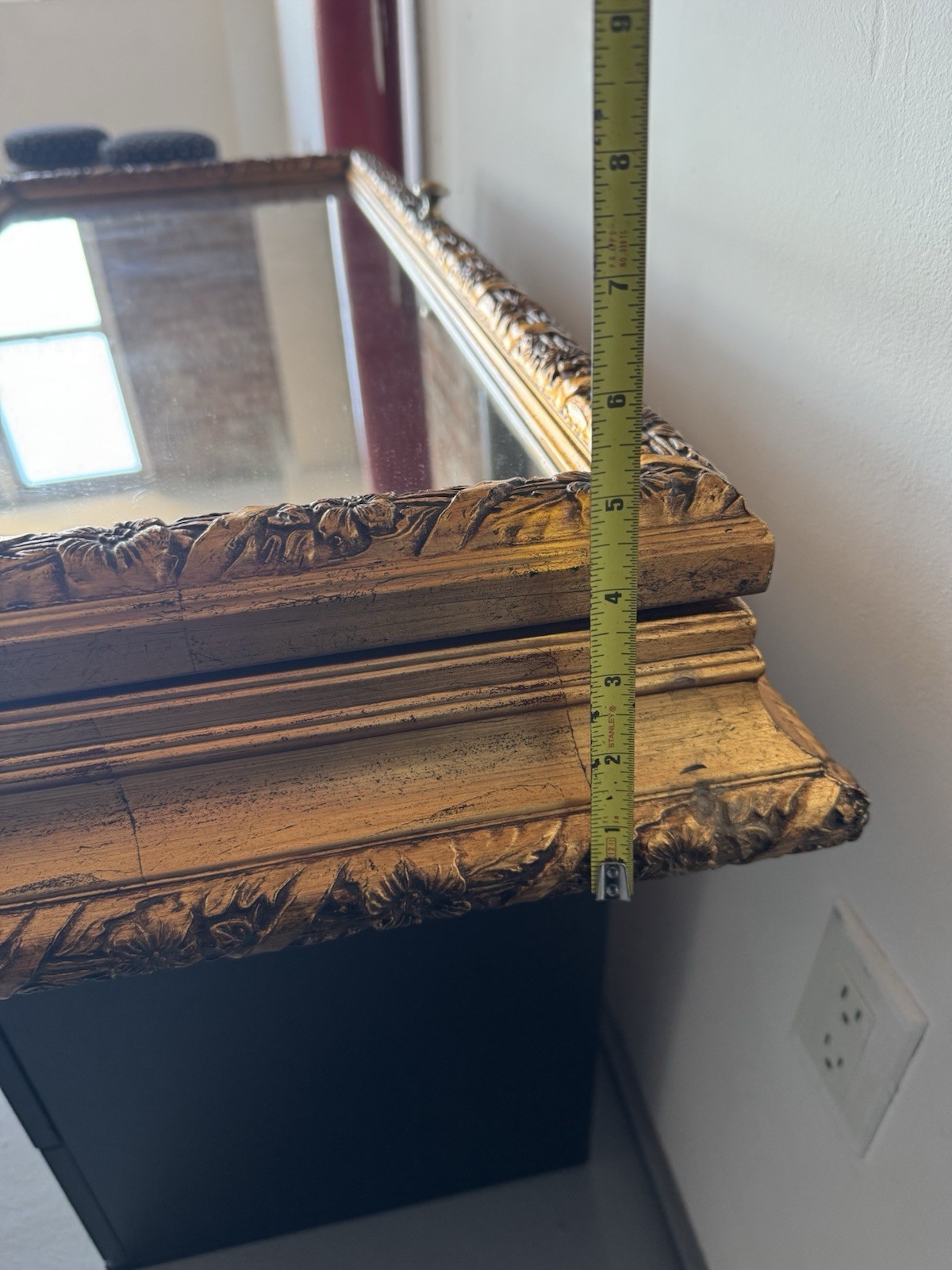 Antique Gold Solid Wooden Medicine Cabinet Glass Mirror 18x38x5 inches