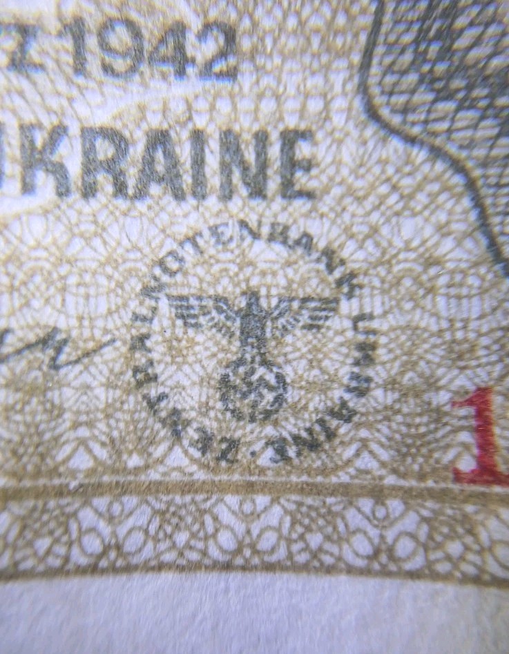 Ukraine Occupied Third Reich Ein 1 Karbowanez 1942 Rare Crisp Nice