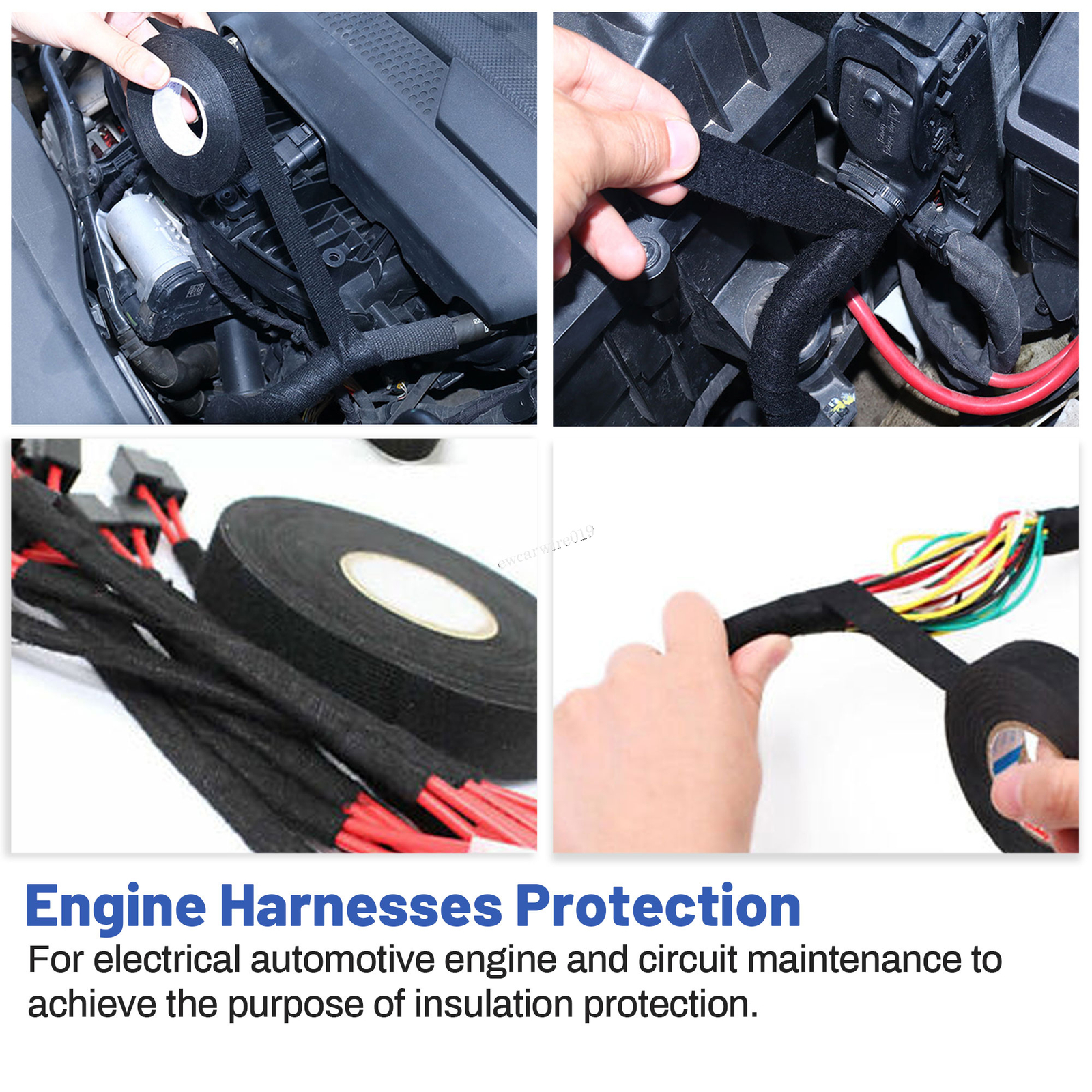 Electric Wire Harness Cloth Heat Proof Adhesive Fabric Insulation Tape 2 Rolls