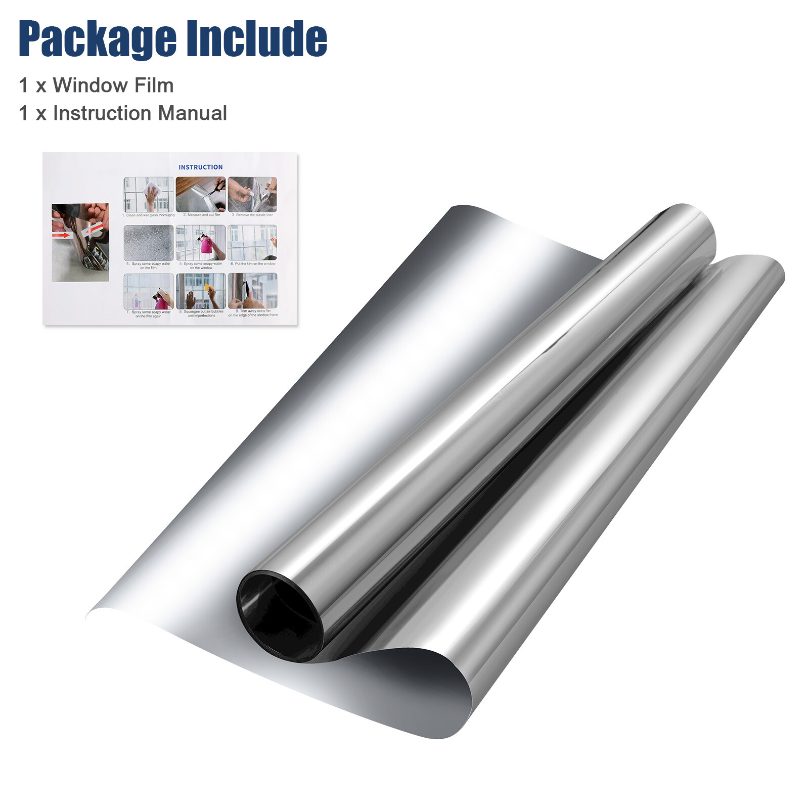 One-Way Mirror Window Film Privacy Tint Sun UV Reflective Heat Control for House