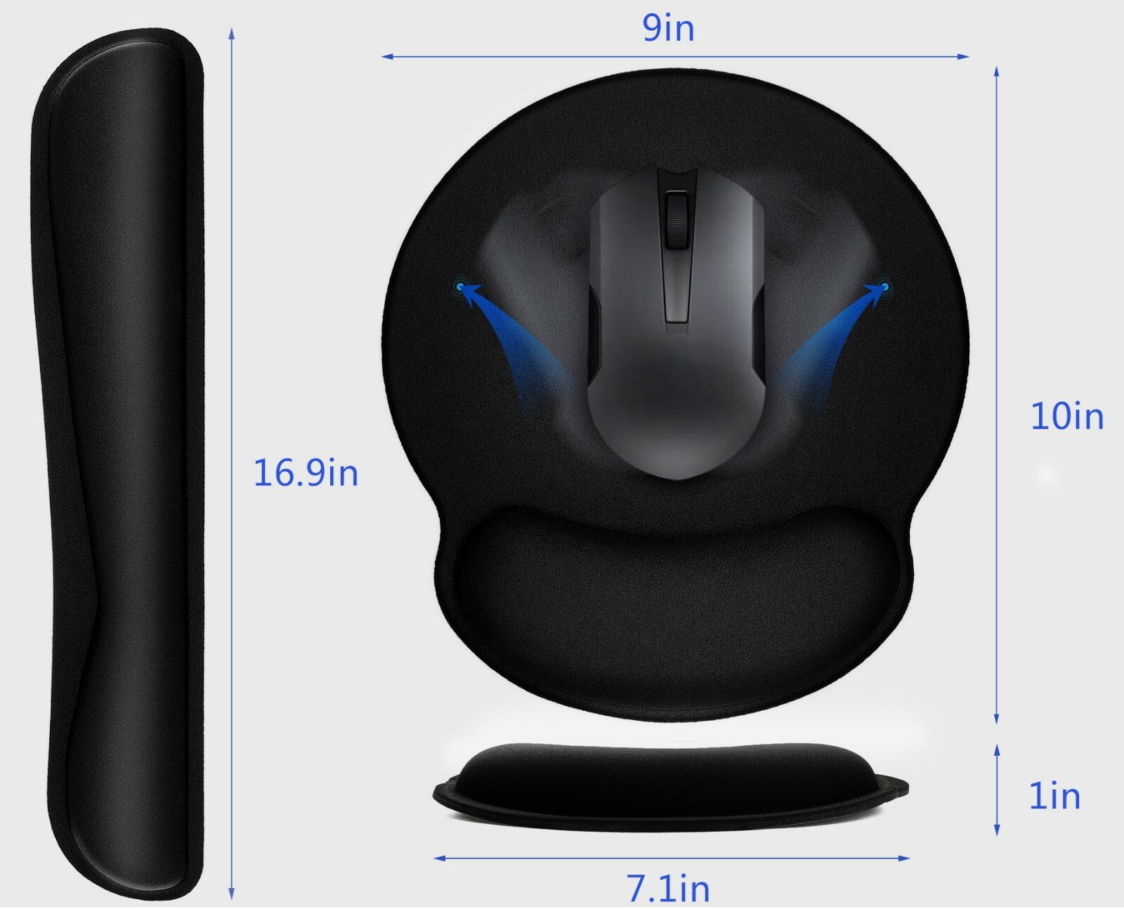 2Pc Premium Memory Foam Keyboard Wrist Support Bar and Mouse Wrist Rest Pads Set