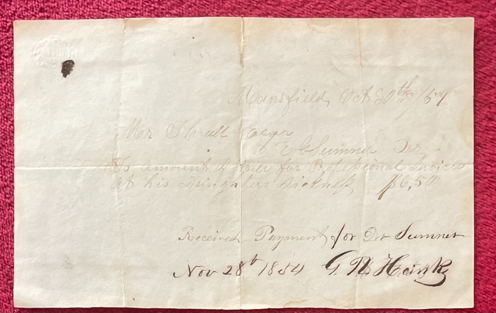 1832-1861 DOCTORS BILLS FOR DIFFERENT AILMENTS, TOOTH EXTRACTIONS & VACCINATIONS
