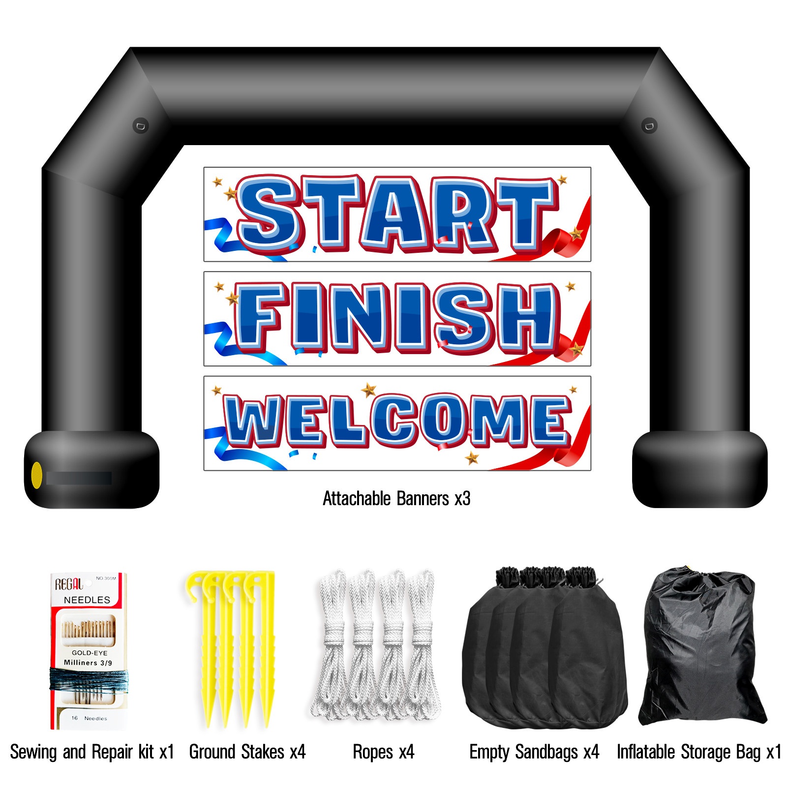 20Ft Inflatable Event Arch with built-in blower - Black