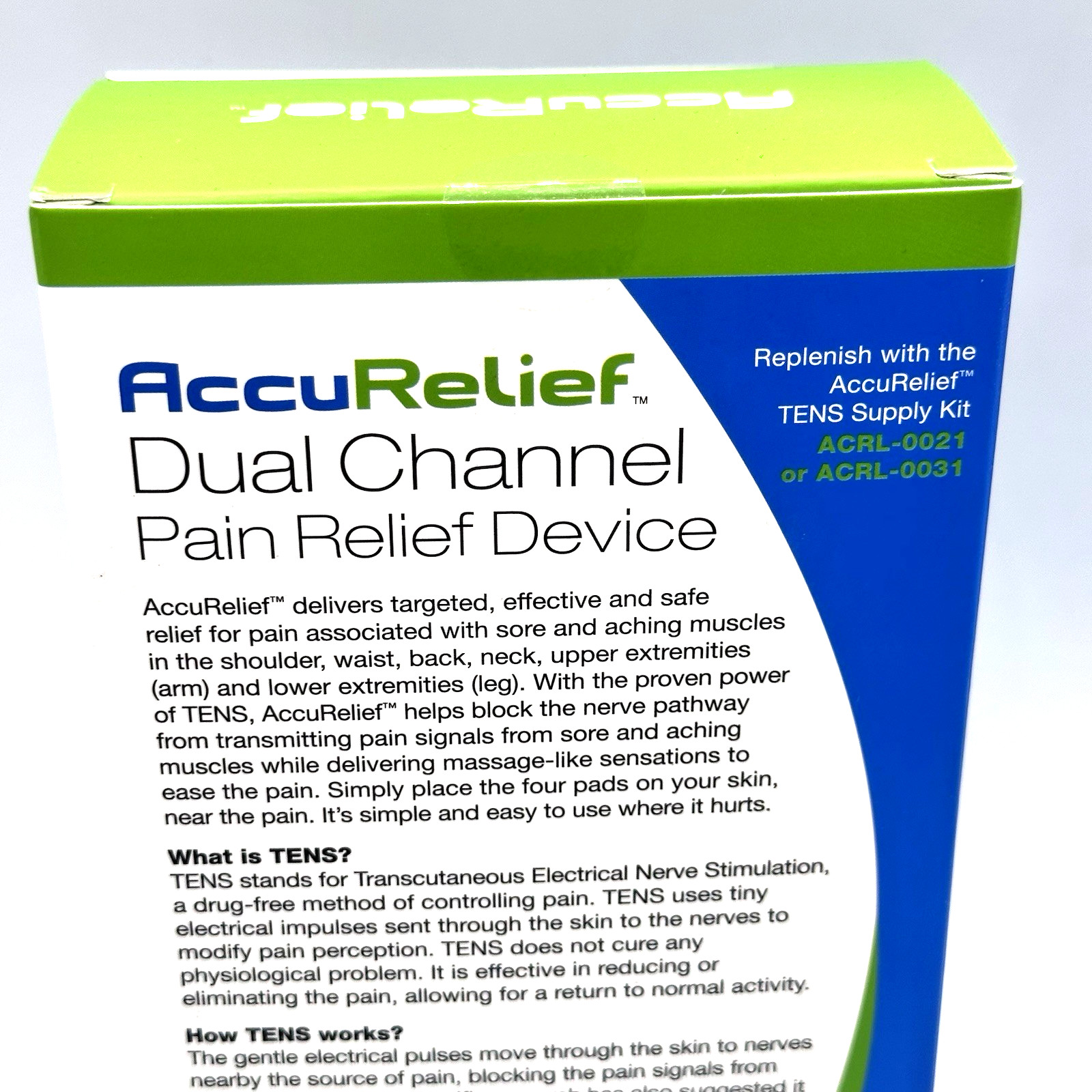 AccuRelief TENS Unit Pain Relief System - Dual Channel - New & Sealed