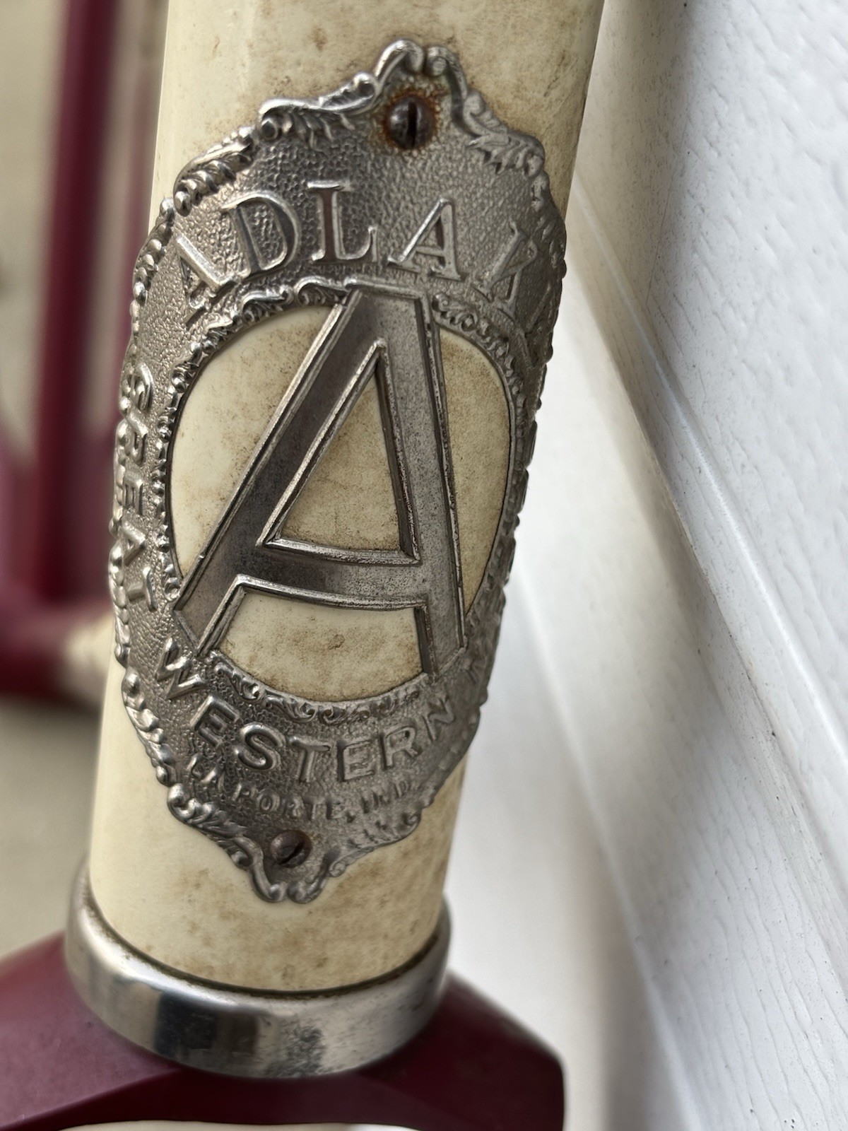 ANTIQUE 1900'S CIRCA ADLAKE 28" REPAINTED MOTORBIKE FRAME SET