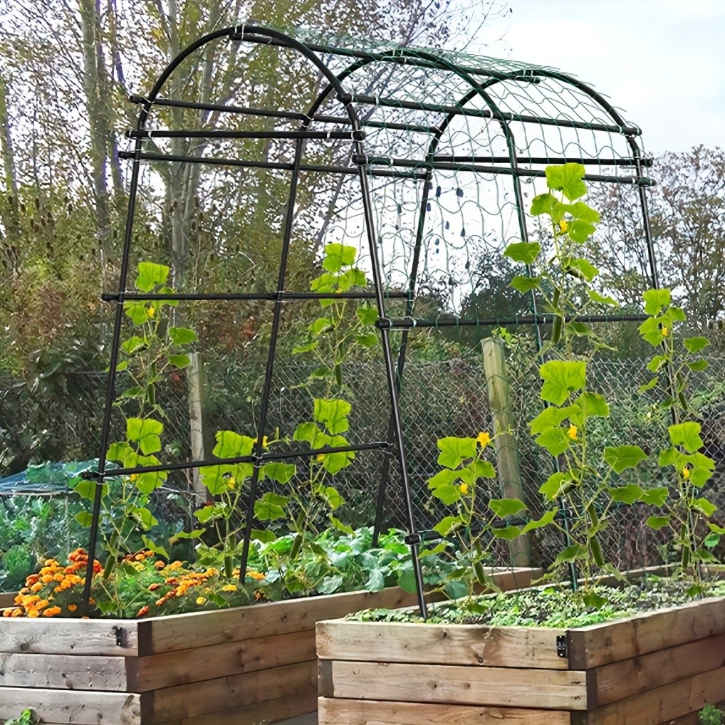 Garden Trellis Tall Cucumber Trellis Arch for Climbing Plants w/ Trellis Netting