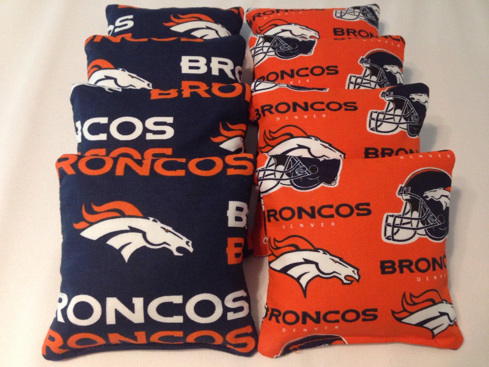 DENVER BRONCOS CORNHOLE BEAN BAGS 8 TOP QUALITY TOSS GAME