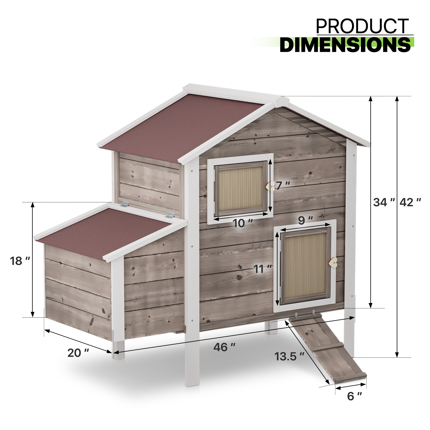 Wooden Chicken Coop Hen House with Removable Tray &Ventilation Door Nesting Box