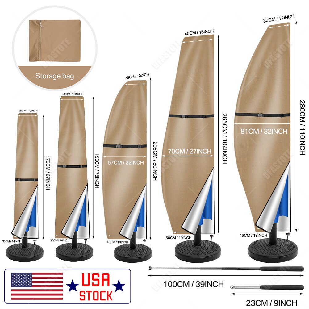 Heavy Duty Outdoor Patio Umbrella Protective Cover Waterproof Canopy 6-13'ft USA