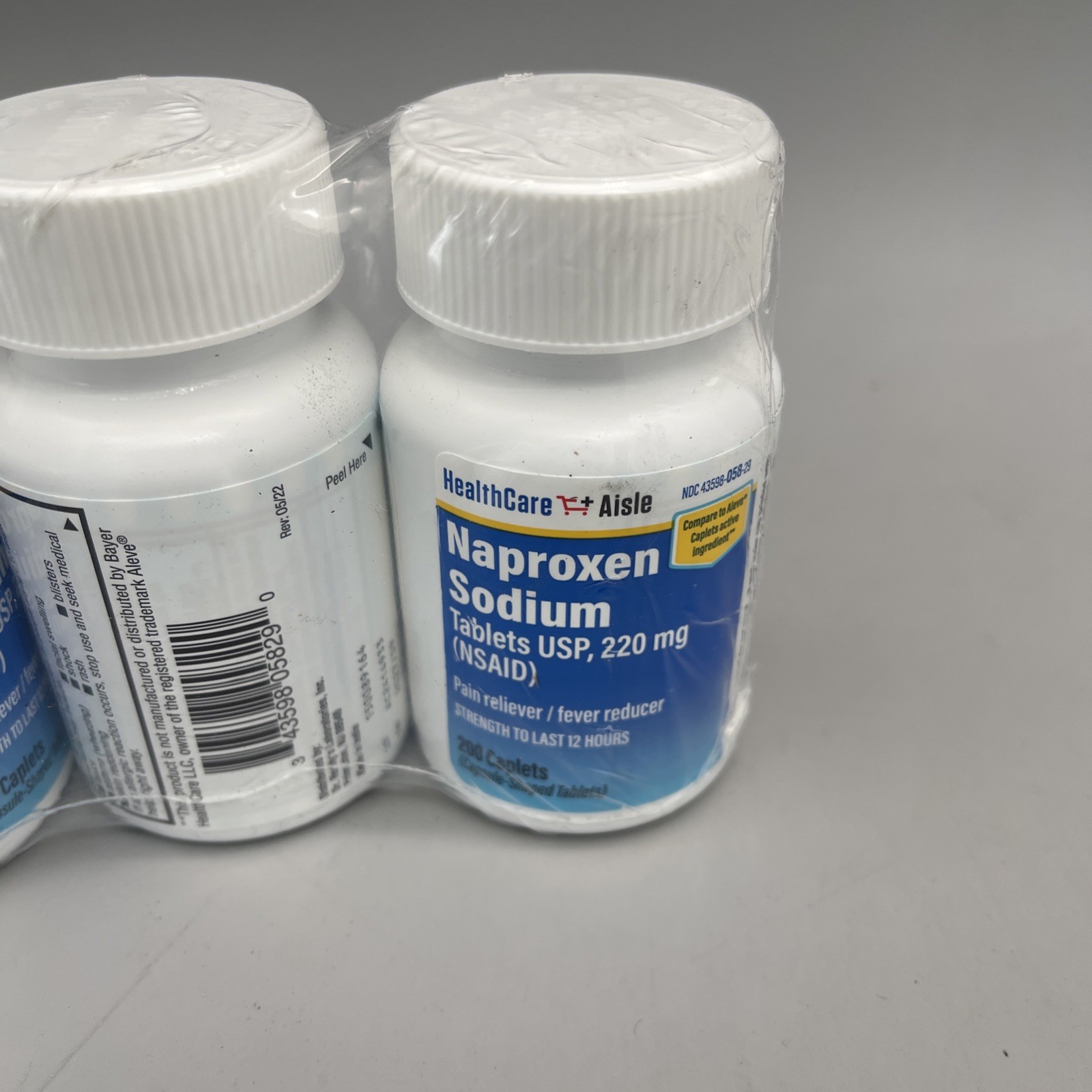 600 Caplets HealthCareAisle Naproxen Sodium Pain Reliever Tablets USP 220 mg