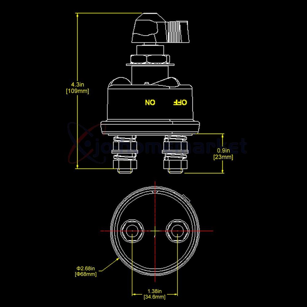 12V Master Battery Disconnect Switch 2 post SPST Kill Cut-Off Nascar Marine ATV