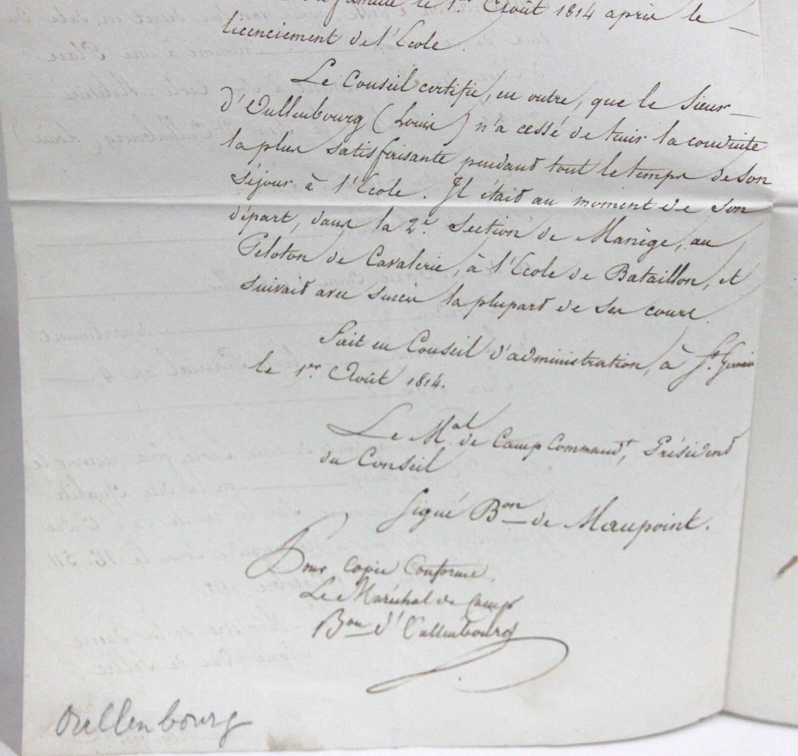 Original Napoleonic Wars Era Document – University of France c1814-15