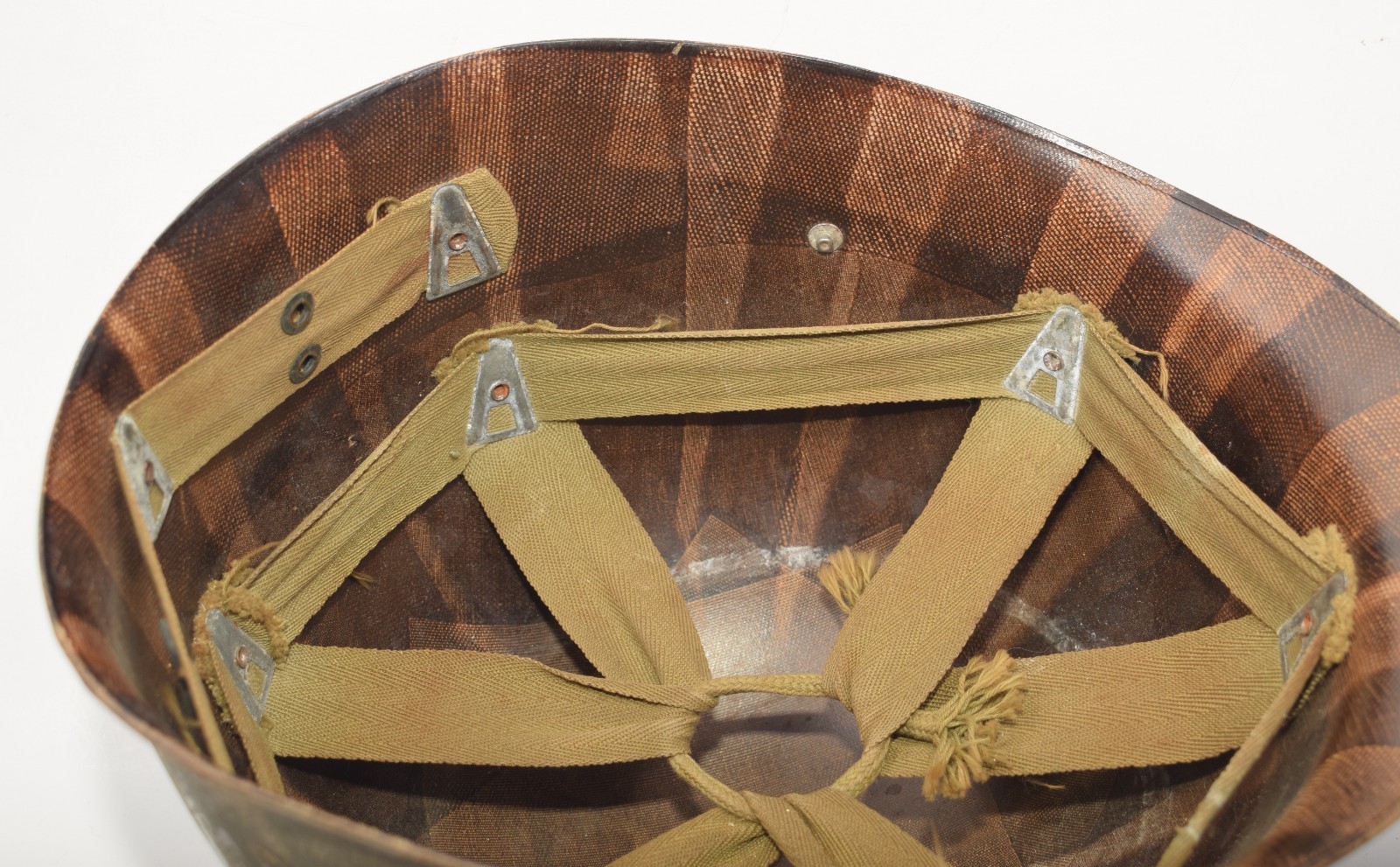 Original WWII US Military Westinghouse M1 Helmet Liner w/ Unpainted A-Washers