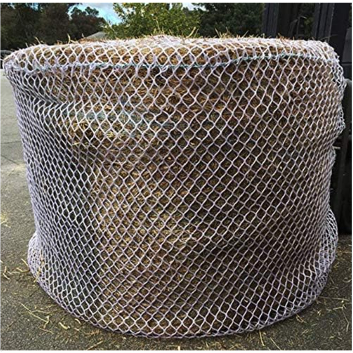 Knotless Heavy Duty 5mm Round Bale Slow Feed Hay Net - 6x6 Size with Repair Kit
