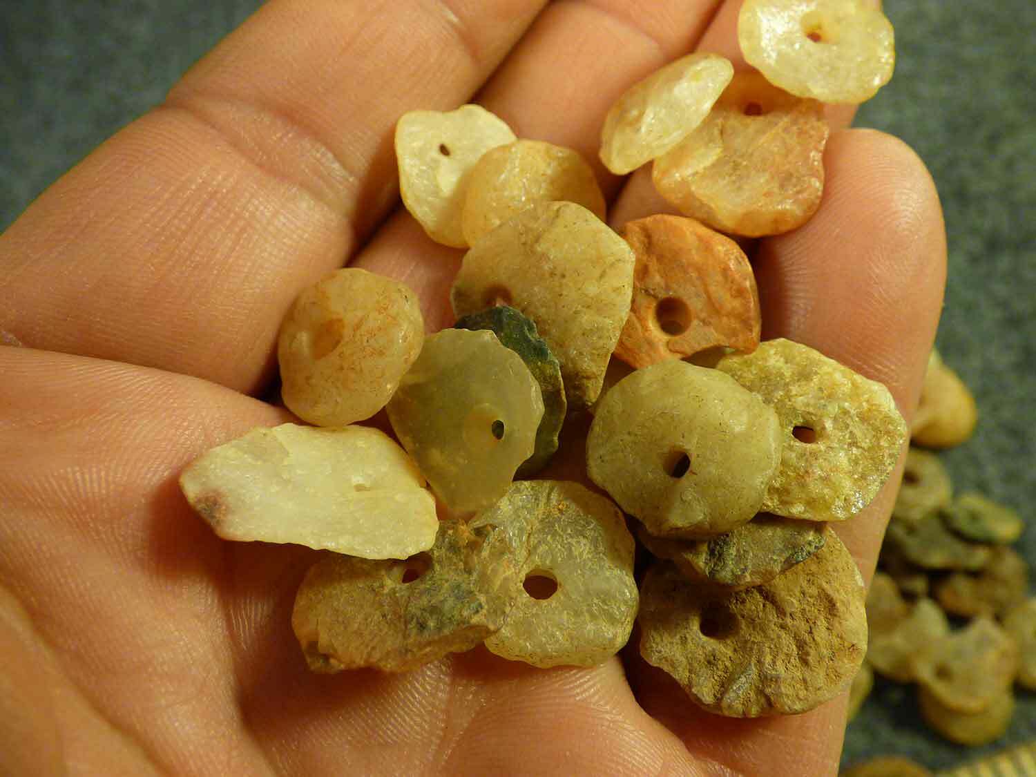 (10) Pre-1600 Cherokee Indian Drilled Stone Trade Beads Found Judaculla Rock NC