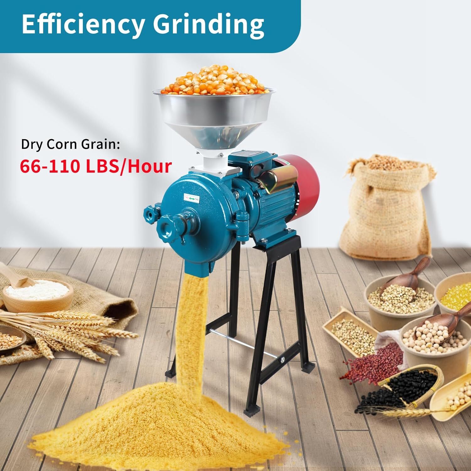 Electric Grain Mill Grinder 3000W 110V Commercial Corn Grinder (Dry Grinder)
