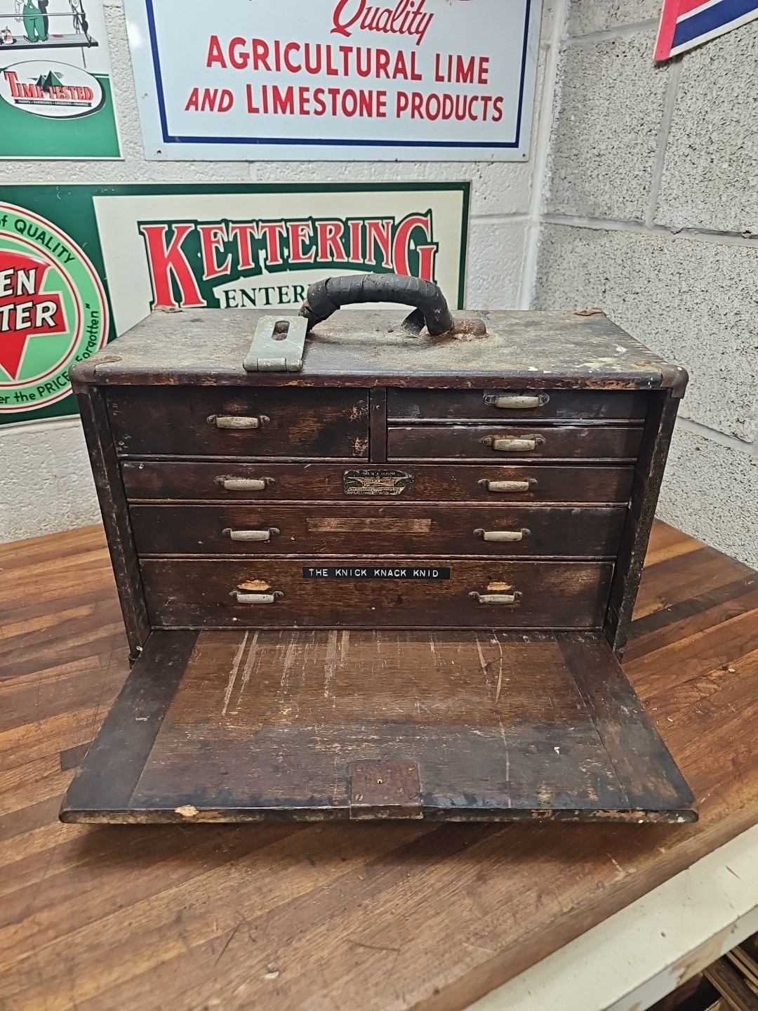 Q29- Union 6 Drawers Wood Machinist Chest Tool Box Antique Chest Tool Box