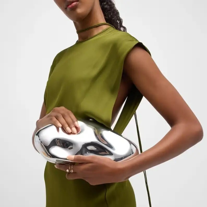 Women Clutch Purse Evening Bag Wedding Handbag Vintage Silver