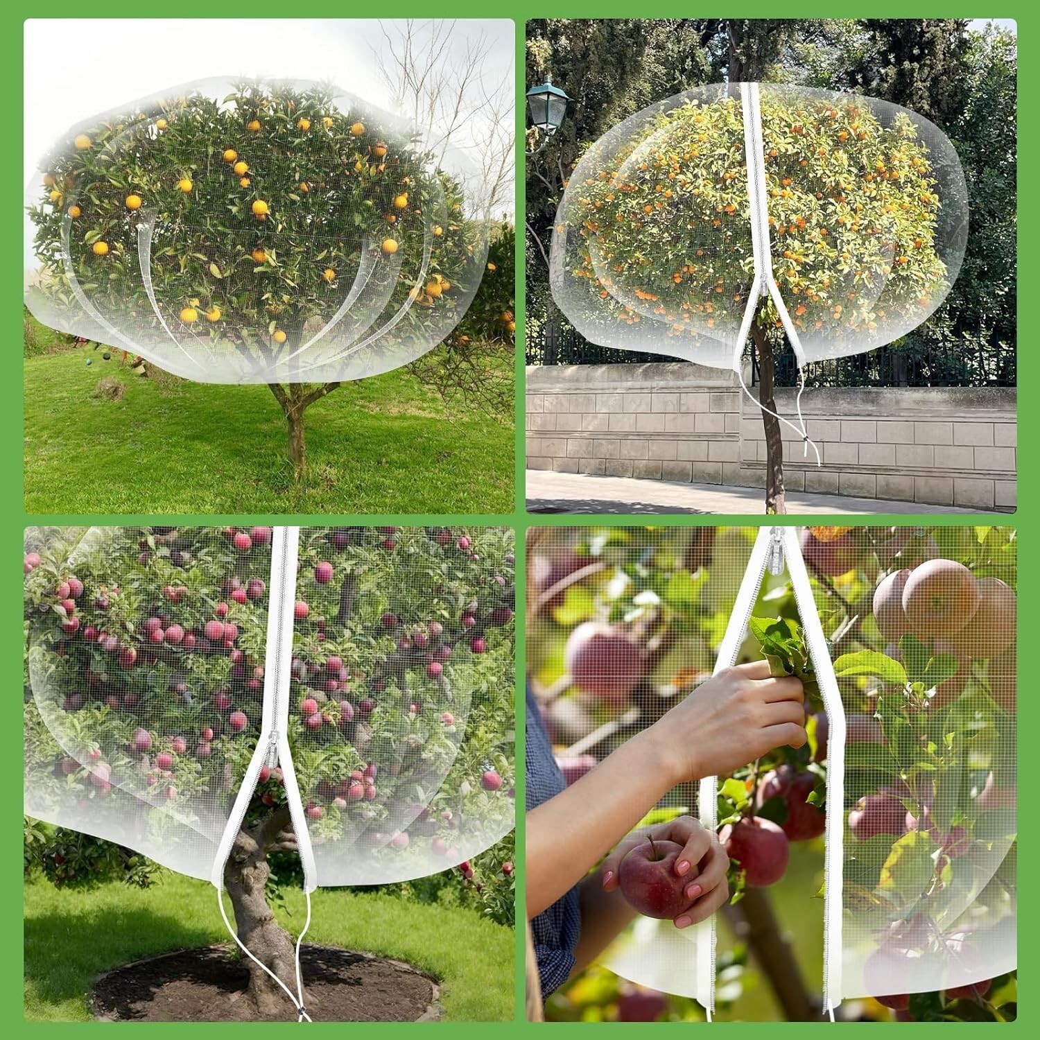 6'/8' x 6'/10' Large Fruit Tree Netting for Squirrels and Birds with Drawstring