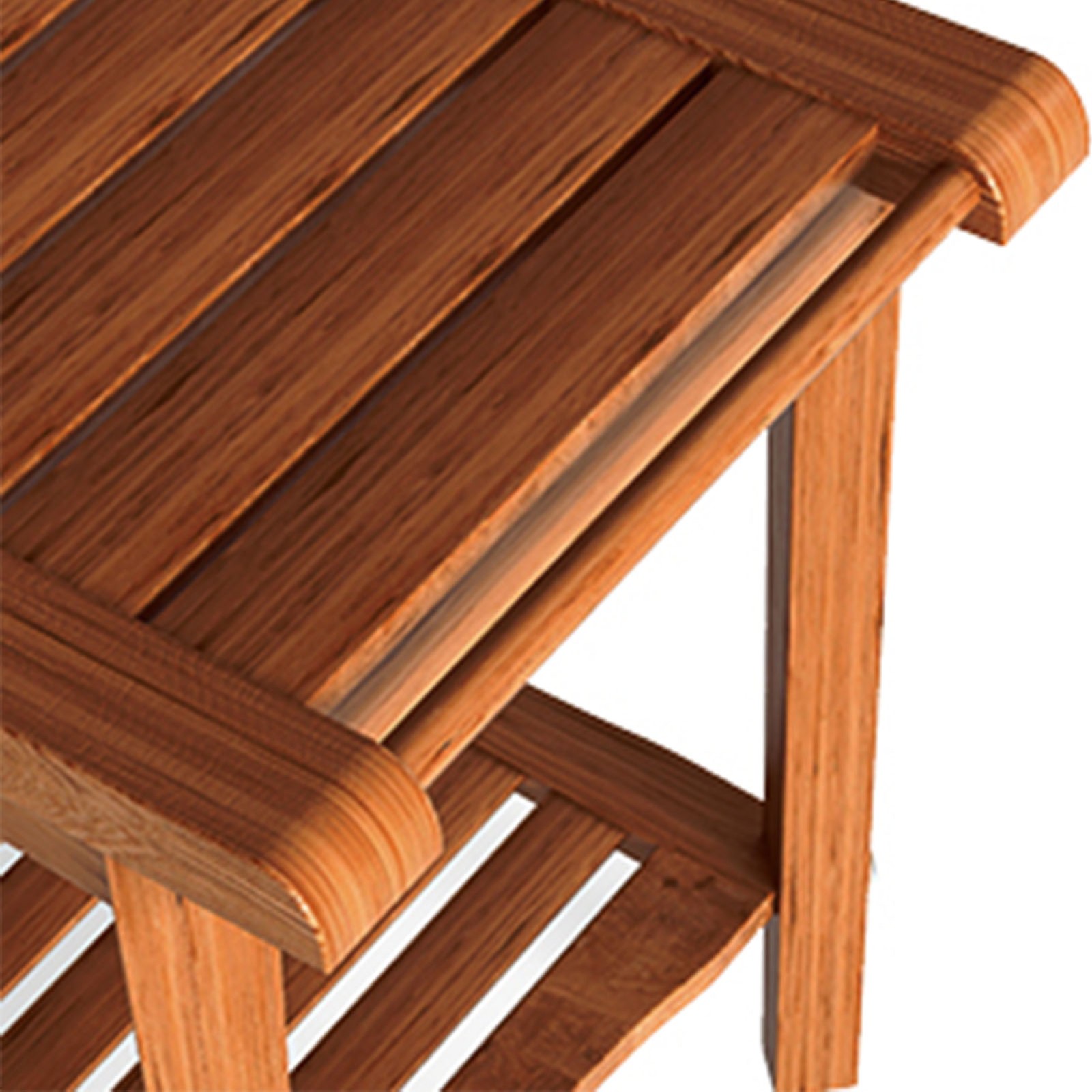 Shower Bench Wood Water Proof Ergonomic Shower Stool With Storage Shelf FKRT