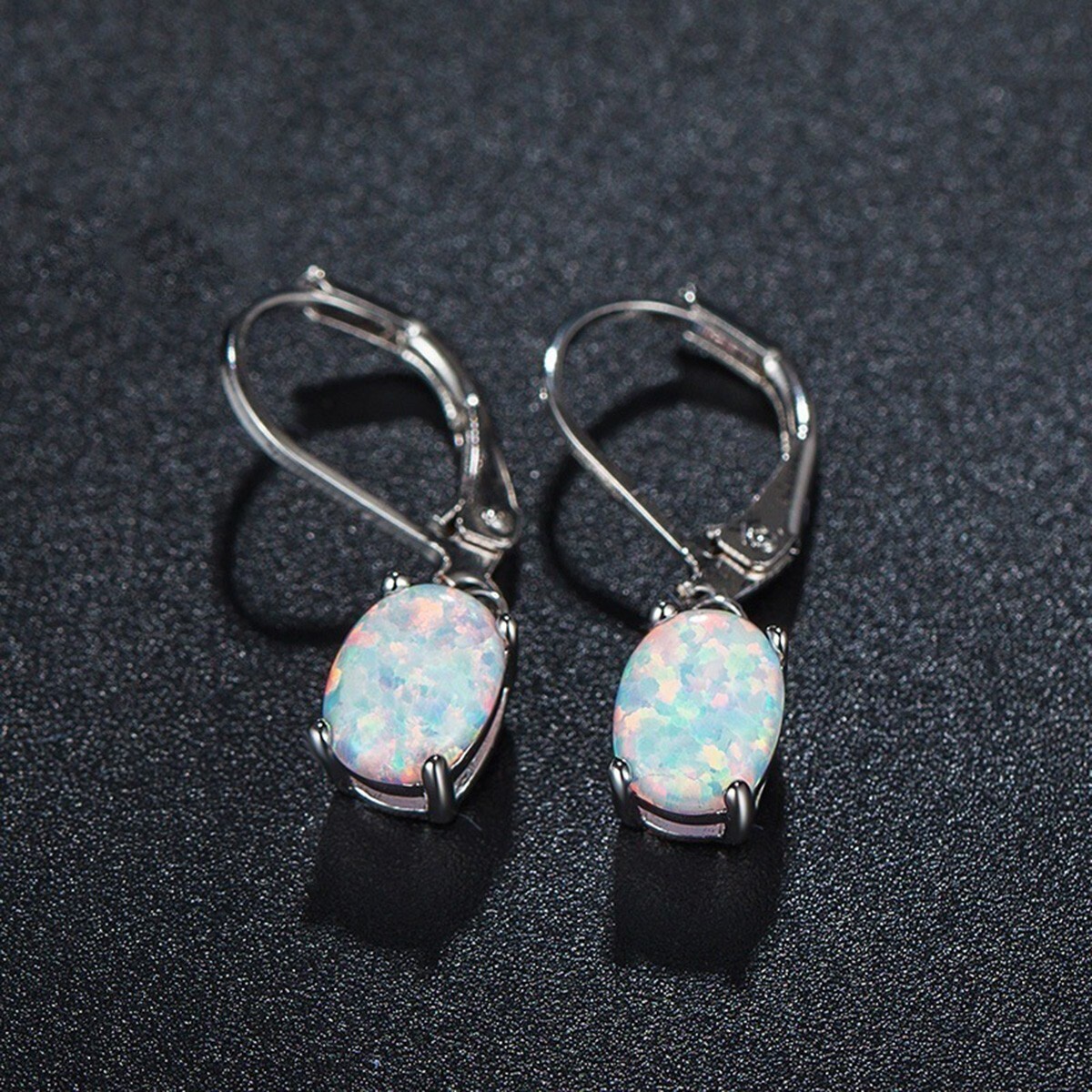925 Silver Fire Opal Dangle Drop Earrings Healing Dainty Minimalist Earrings