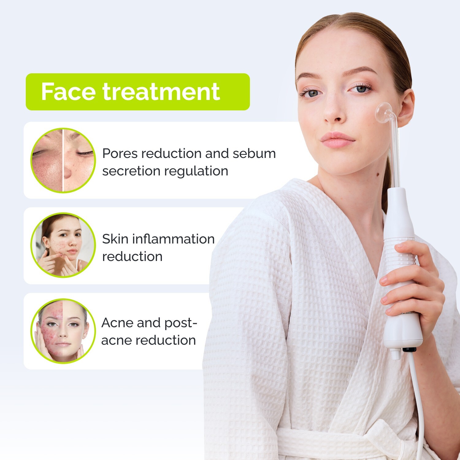 Darsonval, High Frequency, Hair & Face Treatment, Anti-Acne, 4 Tips, 220V, GESS