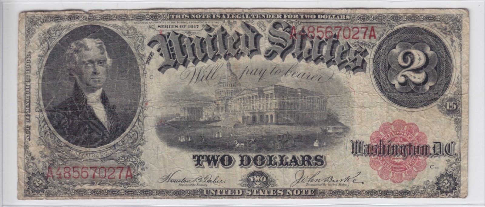 1917 $2 Legal Tender Note Bracelet Back FR#57 A48567027A