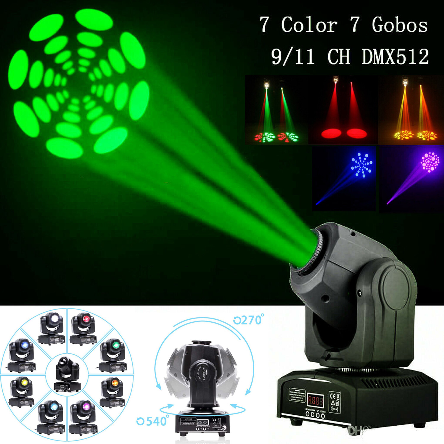 4PCS 120W LED Moving Head Stage Light RGBW Gobo Beam Spot Lighting DJ Disco DMX