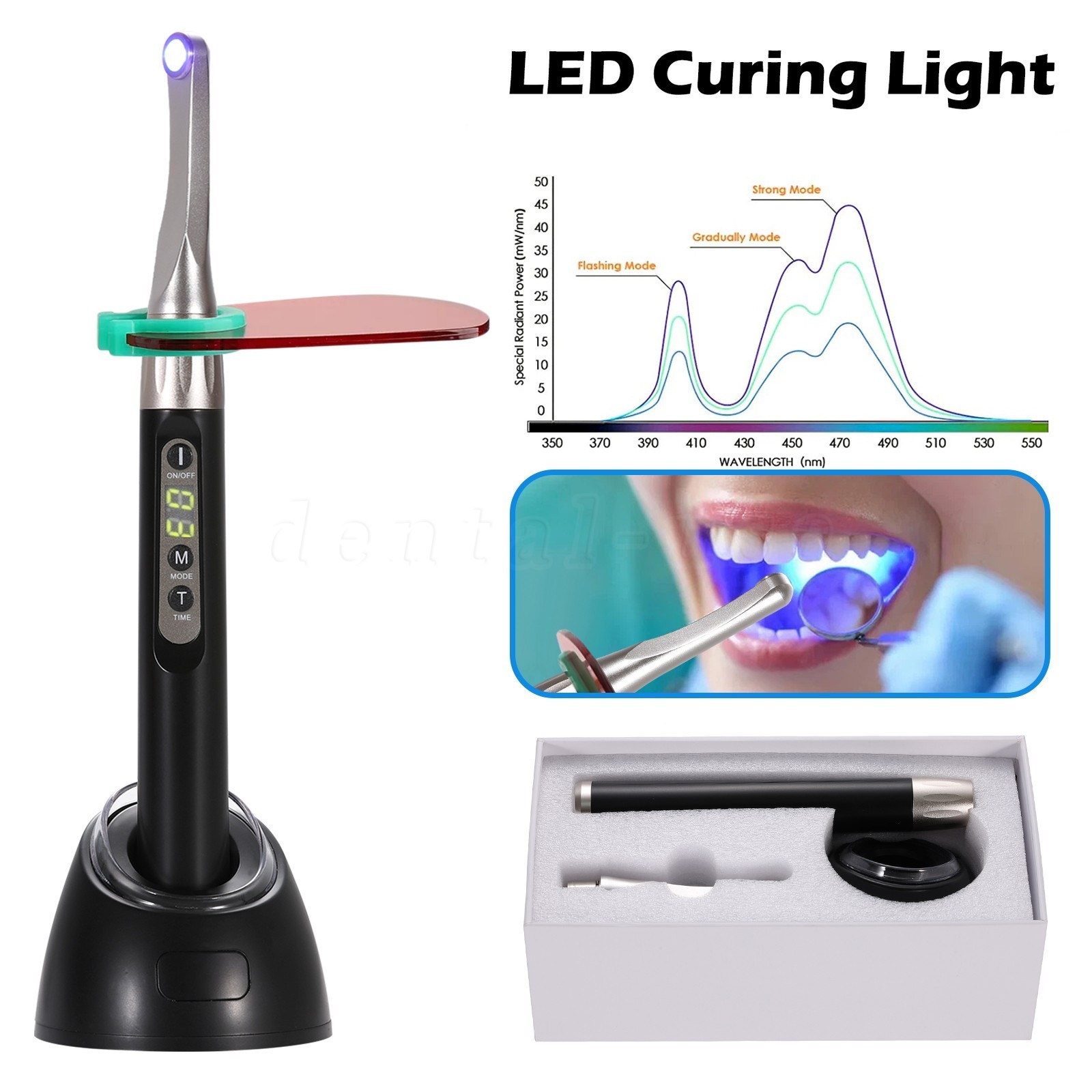 Woodpecker Style iLED Dental Curing Light Lamp 1 Sec Resin Cure 2500mw/c㎡ FDA
