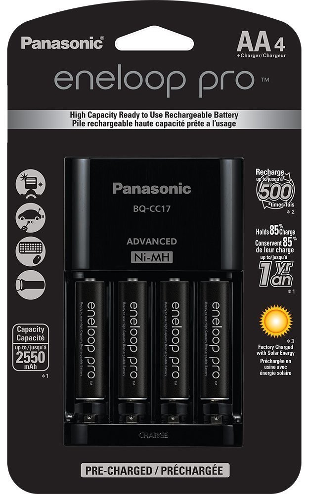 Eneloop Pro AA NiMH Charger with 4 AA Batteries Panasonic Replaces Sanyo XX