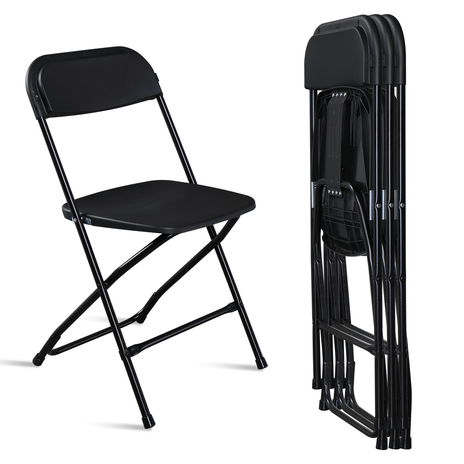 New 4PCS Commercial Black Plastic Folding Chairs Stackable Wedding Picnic Party