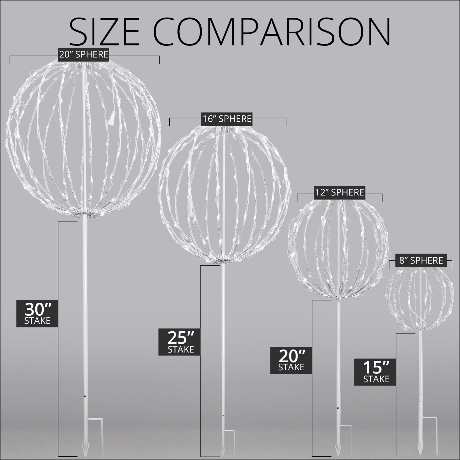 Hanging LED Light Balls Christmas Patio Garden Decoration White Frame, 6 Colors