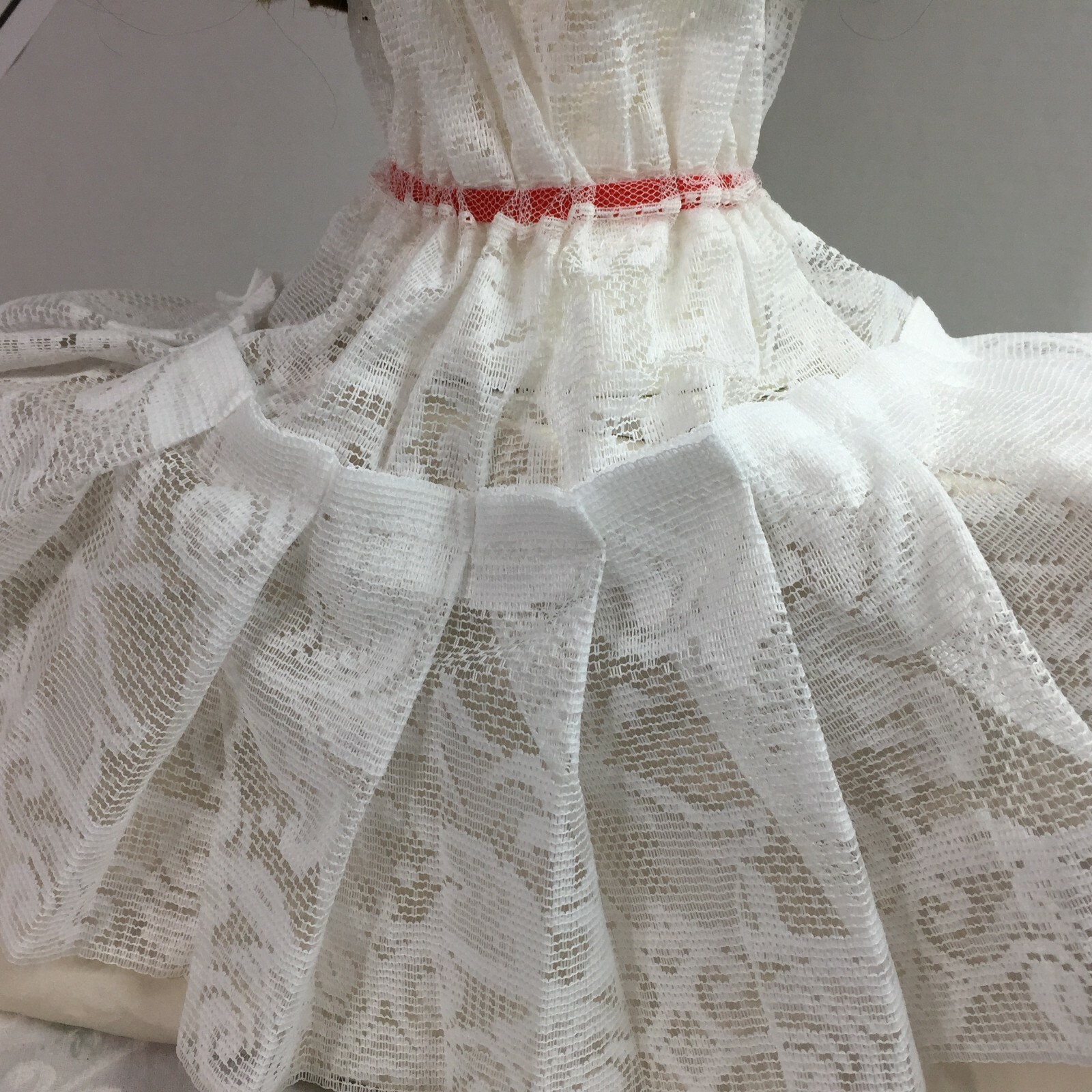 White lace Jabot COLLAR pirate Gothic Lolita Victorian Steampunk red tie 4923