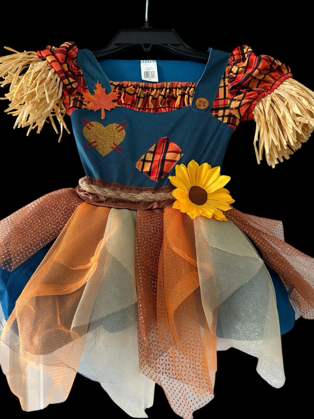 Girls Scarecrow Costume Tutu Skirt Sz 2T Halloween Thanksgiving Fall Pumpkin 2