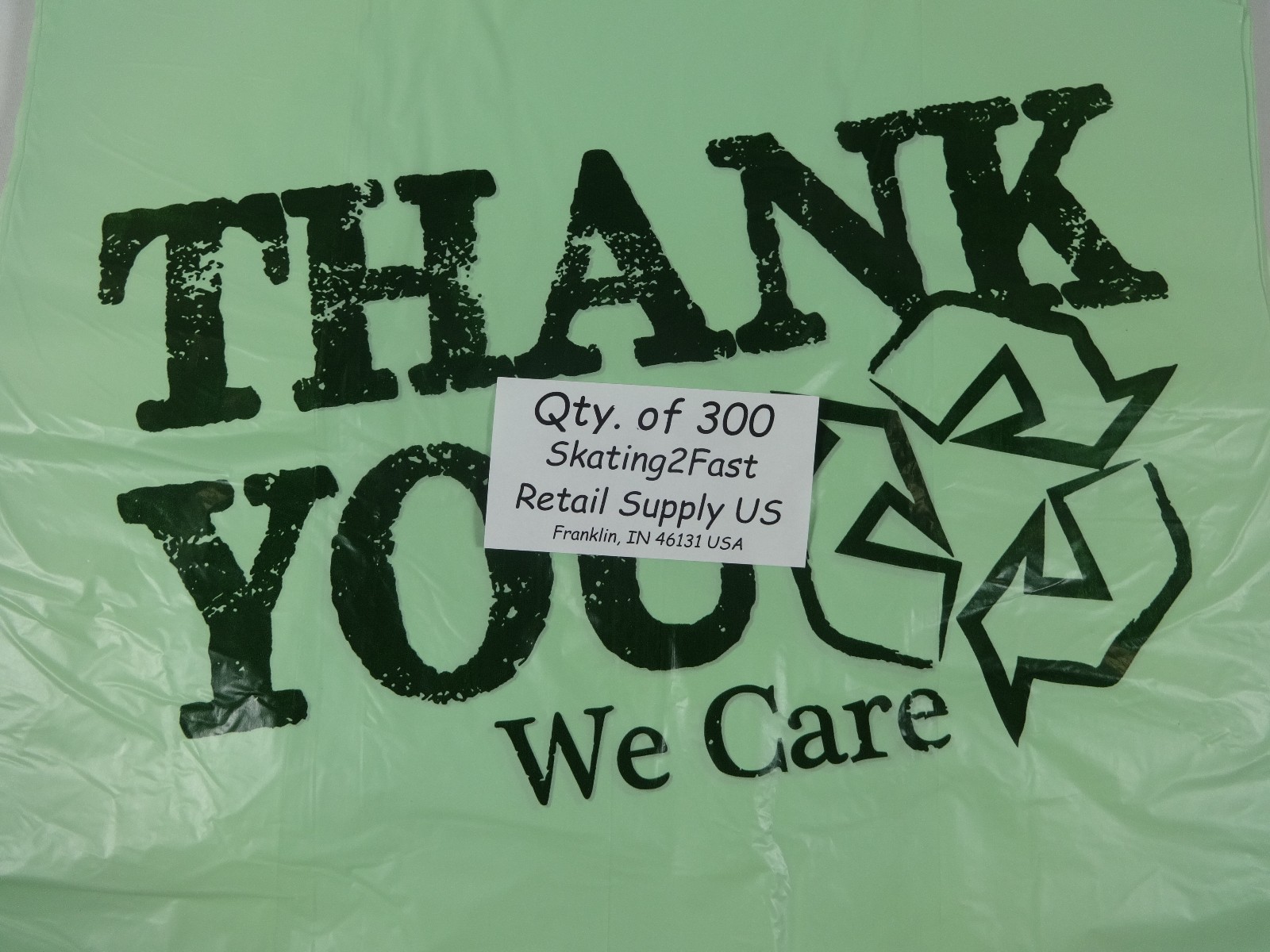 Bio-Degradable THANK YOU T-Shirt Bags 11.5" x 6" x 21" Green Plastic Bags Only